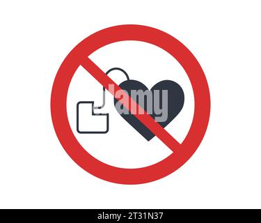 No Cardiac Pacemaker Symbol Stock Vector