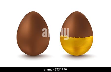 Vector set eggs for Easter. Golden and chocolate eggs for Easter. Vector egg. Stock Vector