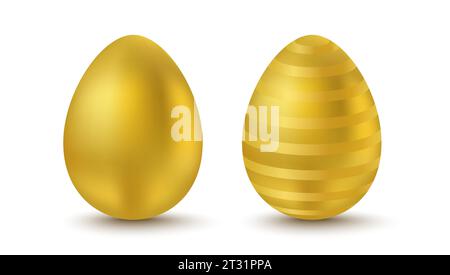 Vector set golden eggs for Easter.  Vector Easter egg. Stock Vector
