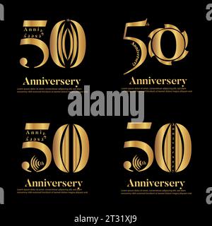 50th Logo Design for Celeberation in luxury form Stock Vector