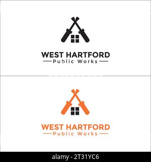 Home Repair Company Logo Design in Colorful and Black and White Form Stock Vector