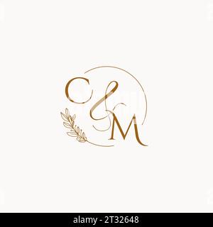 CM initial wedding monogram logo design ideas Stock Vector