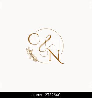 CN initial wedding monogram logo design ideas Stock Vector