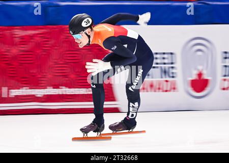 Montreal, Canada. 20th Oct, 2023. MONTREAL, CANADA - OCTOBER 20: Kay Huisman during the ISU World Cup Short Track at Maurice Richard Arena on October 20, 2023 in Montreal, Canada (Photo by /Orange Pictures) Credit: Orange Pics BV/Alamy Live News Stock Photo