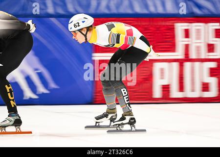 Montreal, Canada. 20th Oct, 2023. MONTREAL, CANADA - OCTOBER 20: Rino Vanhooren during the ISU World Cup Short Track at Maurice Richard Arena on October 20, 2023 in Montreal, Canada (Photo by /Orange Pictures) Credit: Orange Pics BV/Alamy Live News Stock Photo