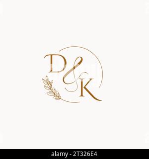 DK initial wedding monogram logo design ideas Stock Vector