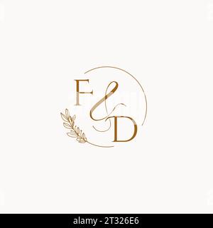 FD initial wedding monogram logo design ideas Stock Vector