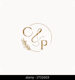 CP initial wedding monogram logo design ideas Stock Vector