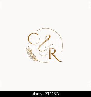 CR initial wedding monogram logo design ideas Stock Vector