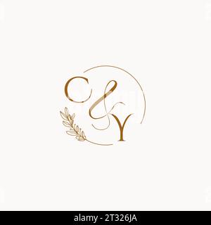 CY initial wedding monogram logo design ideas Stock Vector