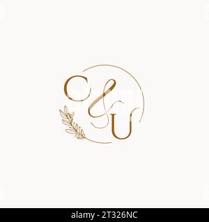 CU initial wedding monogram logo design ideas Stock Vector