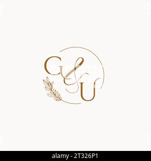 GU initial wedding monogram logo design ideas Stock Vector