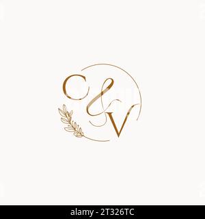 CV initial wedding monogram logo design ideas Stock Vector