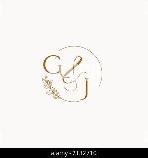 GJ initial wedding monogram logo design ideas Stock Vector
