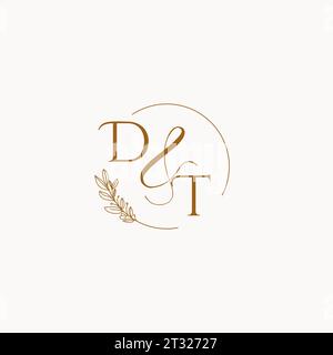 DT initial wedding monogram logo design ideas Stock Vector