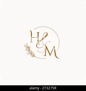 HM initial wedding monogram logo design ideas Stock Vector