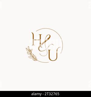 HU initial wedding monogram logo design ideas Stock Vector