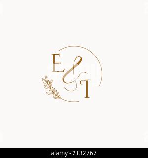 EI initial wedding monogram logo design ideas Stock Vector