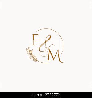 FM initial wedding monogram logo design ideas Stock Vector