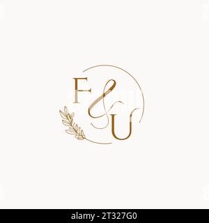 FU initial wedding monogram logo design ideas Stock Vector