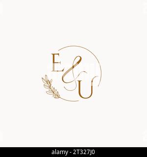 EU initial wedding monogram logo design ideas Stock Vector