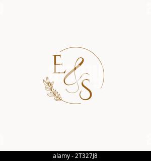 ES initial wedding monogram logo design ideas Stock Vector