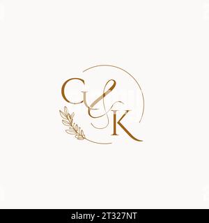 GK initial wedding monogram logo design ideas Stock Vector