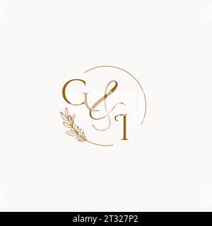 GI initial wedding monogram logo design ideas Stock Vector