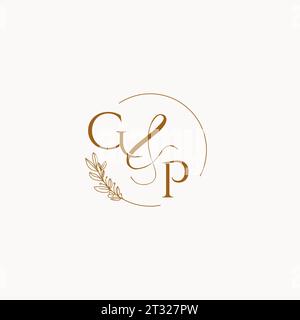 GP initial wedding monogram logo design ideas Stock Vector