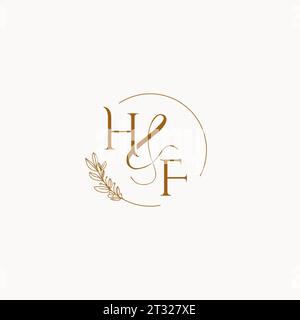 HF initial wedding monogram logo design ideas Stock Vector