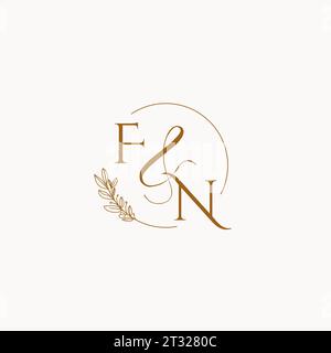 FN initial wedding monogram logo design ideas Stock Vector