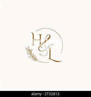 HL initial wedding monogram logo design ideas Stock Vector