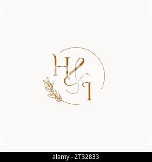 HI initial wedding monogram logo design ideas Stock Vector