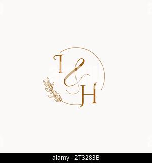 IH initial wedding monogram logo design ideas Stock Vector