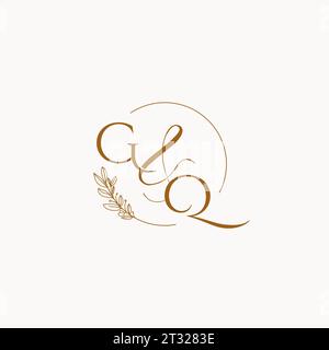 GQ initial wedding monogram logo design ideas Stock Vector
