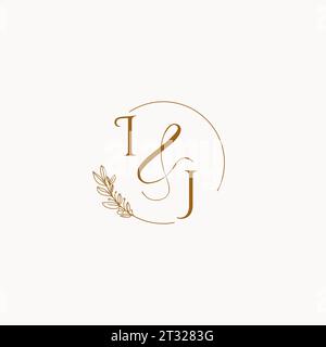 IJ initial wedding monogram logo design ideas Stock Vector