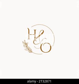HO initial wedding monogram logo design ideas Stock Vector