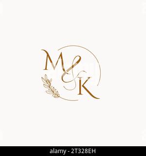 MK initial wedding monogram logo design ideas Stock Vector