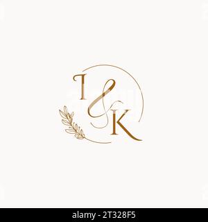 IK initial wedding monogram logo design ideas Stock Vector