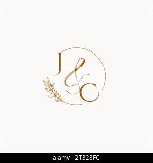 JC initial wedding monogram logo design ideas Stock Vector