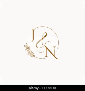 JN initial wedding monogram logo design ideas Stock Vector