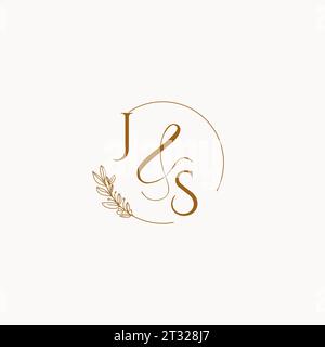 JS initial wedding monogram logo design ideas Stock Vector