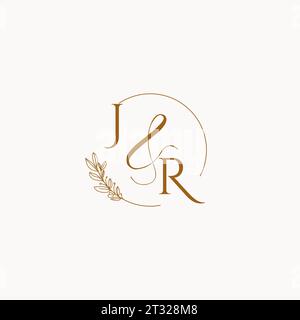 JR initial wedding monogram logo design ideas Stock Vector
