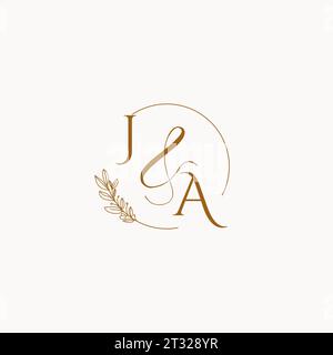 JA initial wedding monogram logo design ideas Stock Vector