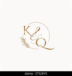 KQ initial wedding monogram logo design ideas Stock Vector