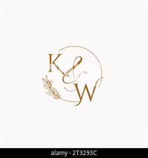 KW initial wedding monogram logo design ideas Stock Vector