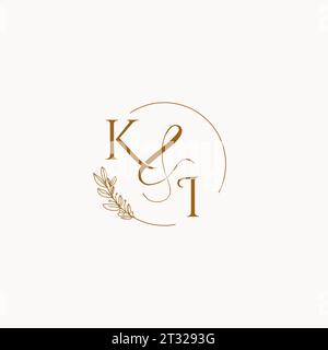 KI initial wedding monogram logo design ideas Stock Vector