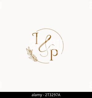 IP initial wedding monogram logo design ideas Stock Vector