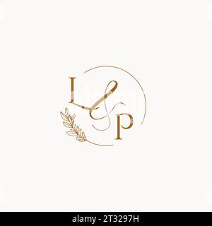 LP initial wedding monogram logo design ideas Stock Vector