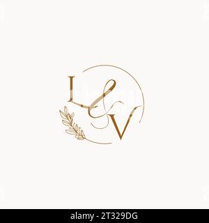 LV initial wedding monogram logo design ideas Stock Vector